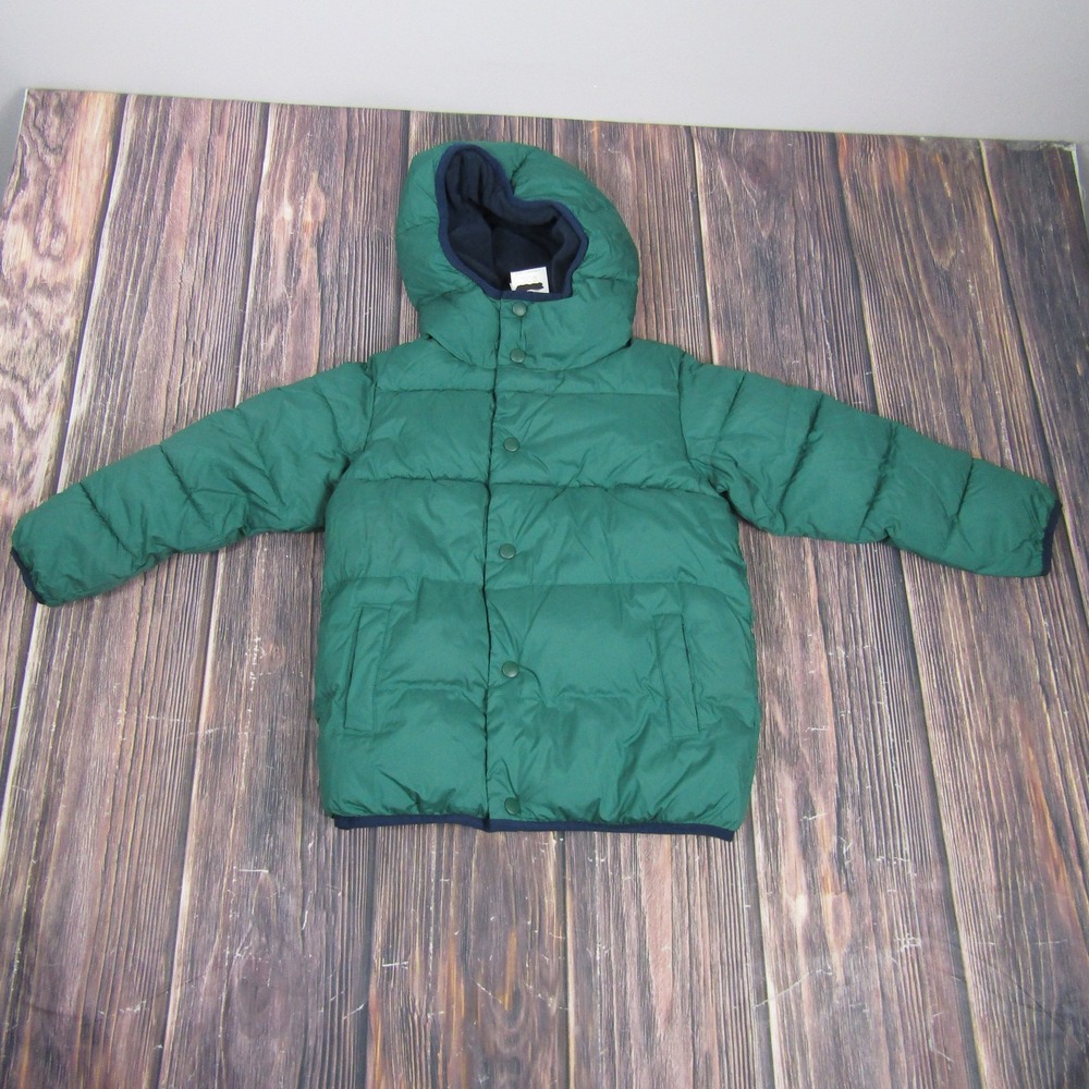 Crewcuts Jacket‎ Boys XS Green Hooded Puffer Recycled Polyester Winter Coat Warm